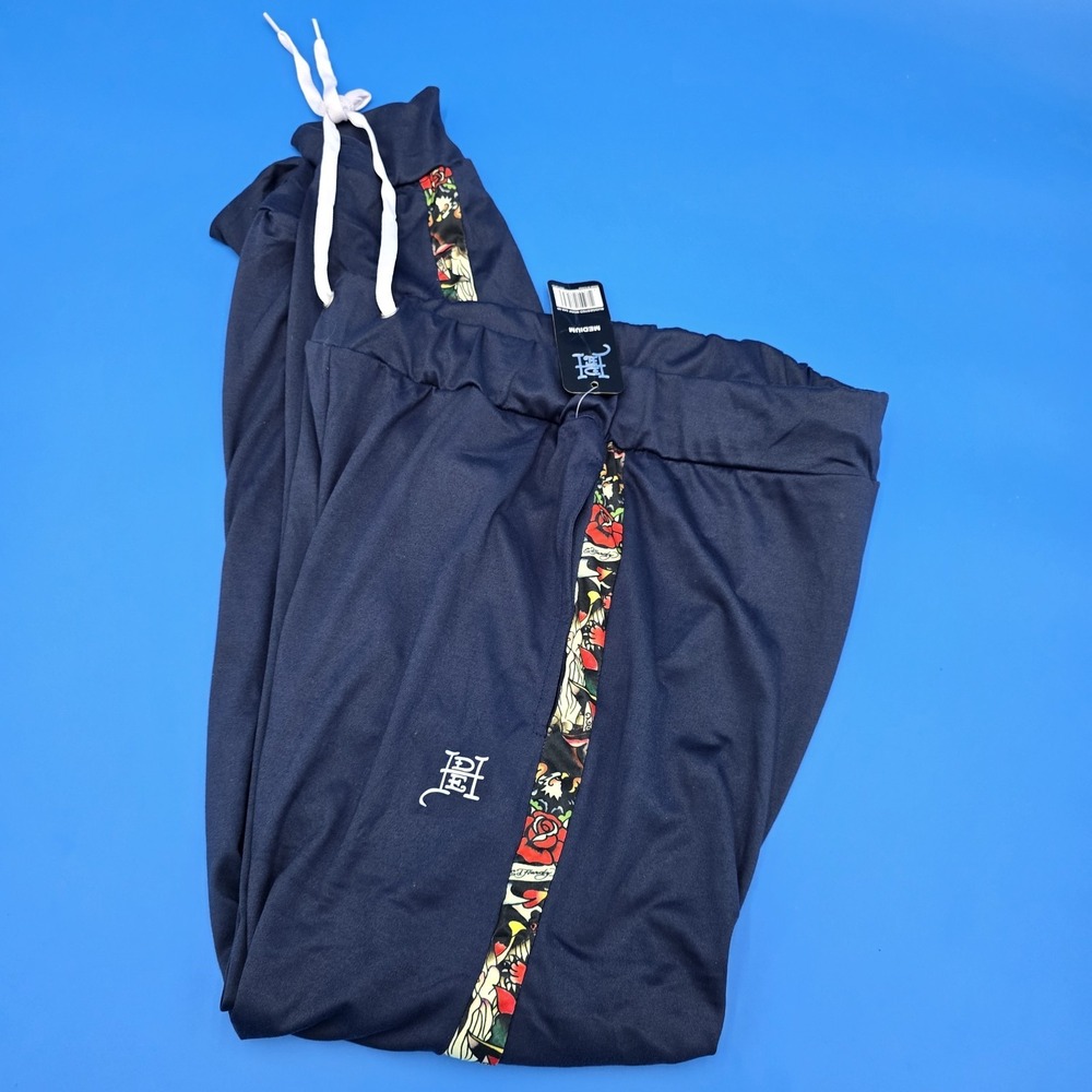 Ed Hardy Mens Size Medium‎ Navy Sleepwear Lounge Joggers Pants Roses Eagles NEW